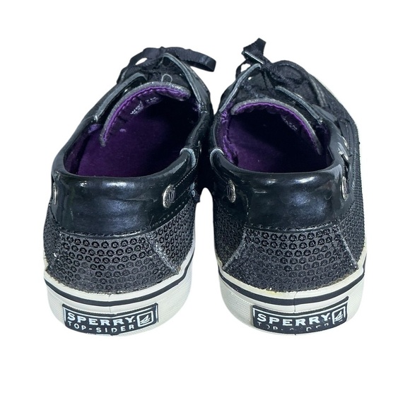 Sperry Top Sider Bahama Slip-On Loafer Boat Shoe Sequin Patent Black Women US 7 - Picture 7 of 16